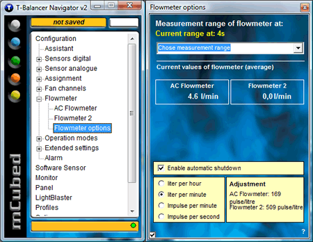 Navigator - дополнительные настройки для датчиков потока